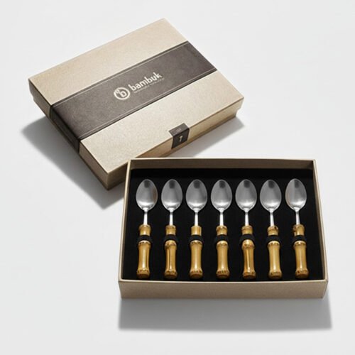 Conjunto de café com cabo de bambu|Colher para café|colgerzinha para café