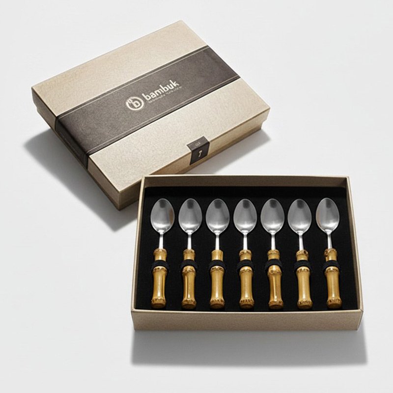 Conjunto de café com cabo de bambu|Colher para café|colgerzinha para café
