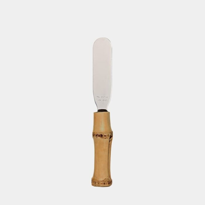 Espátula para pate com inox prateado da Tramontina com cabo de bambu natural marrom queimado|Espátula para pate