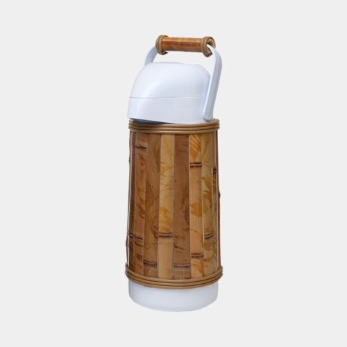 garrafa termica branca de bambu