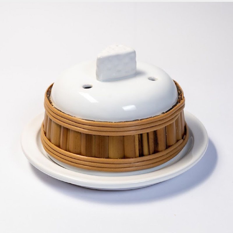 porta queijo de bambu branco