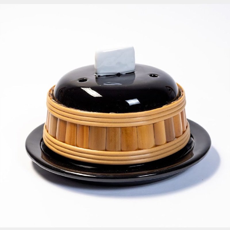 porta queijo de bambu preto