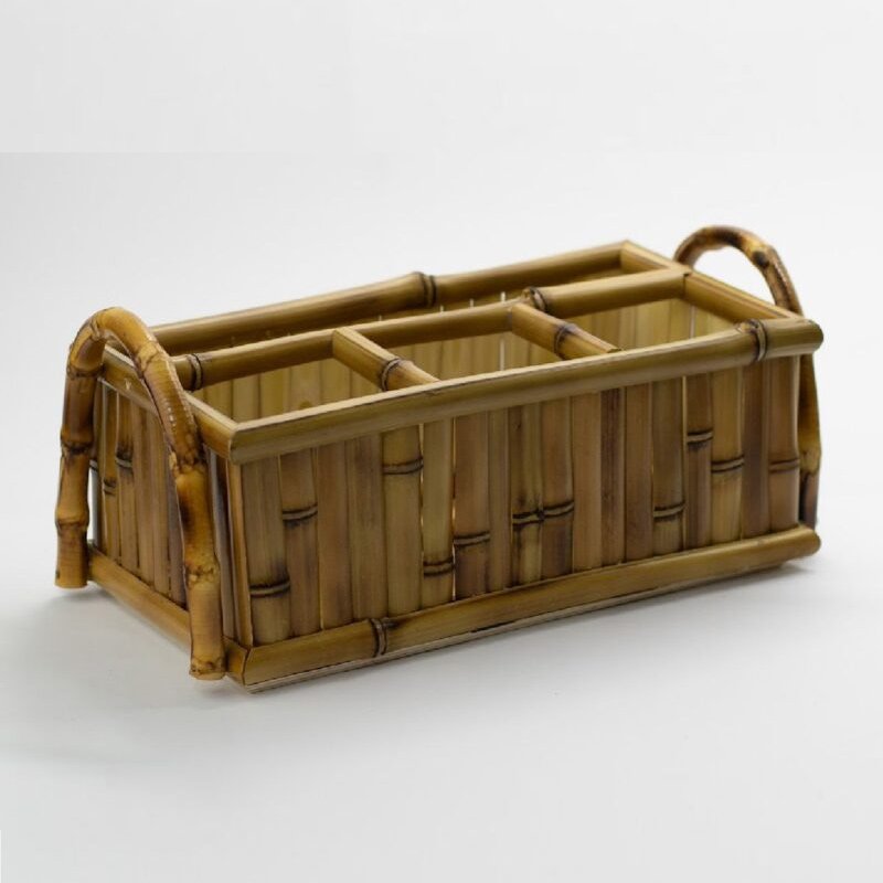 suporte para talheres de bambu